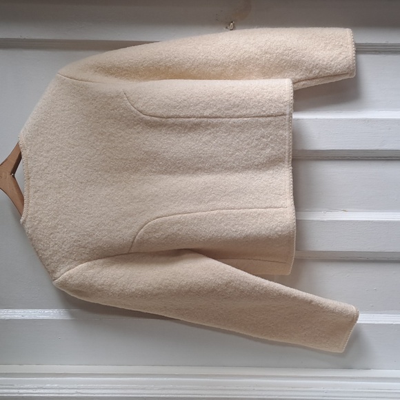 Size 12 Cream Boiled Wool Jacket - Vintage suit style jacket - Field Manor - Picture 6 of 7